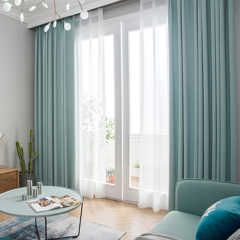 北京窗帘定制上安装测量简约现代北欧风纯色素色窗帘卧室遮光布如图