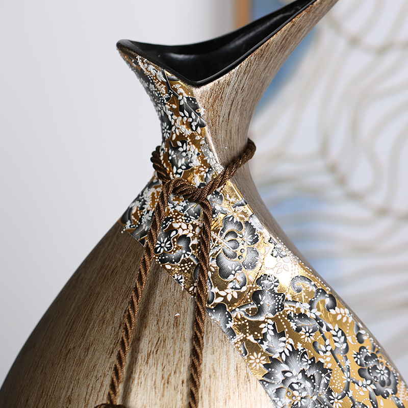 欧式时尚花瓶创意家居装饰品客厅电视柜玄关美式摆件陶瓷贴花三维工匠