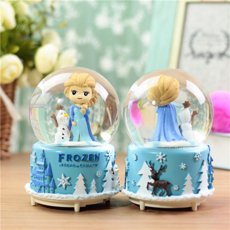 送女生水晶球音乐盒雪花冰雪奇缘艾莎公主八音盒旋转儿童生日礼物