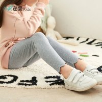 茵曼童装女童春秋装2018新款多色九分裤休闲舒适中腰打底裤 150cm 花灰色