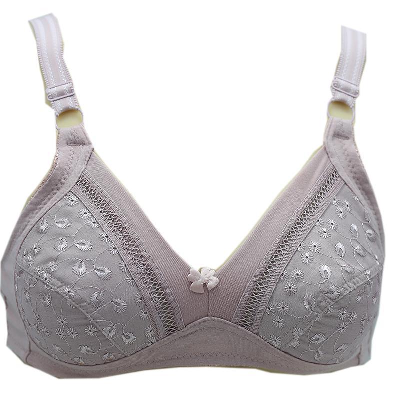白色全棉布中老年人文胸超薄杯妈妈内衣胸围无钢圈胸罩纯棉薄款