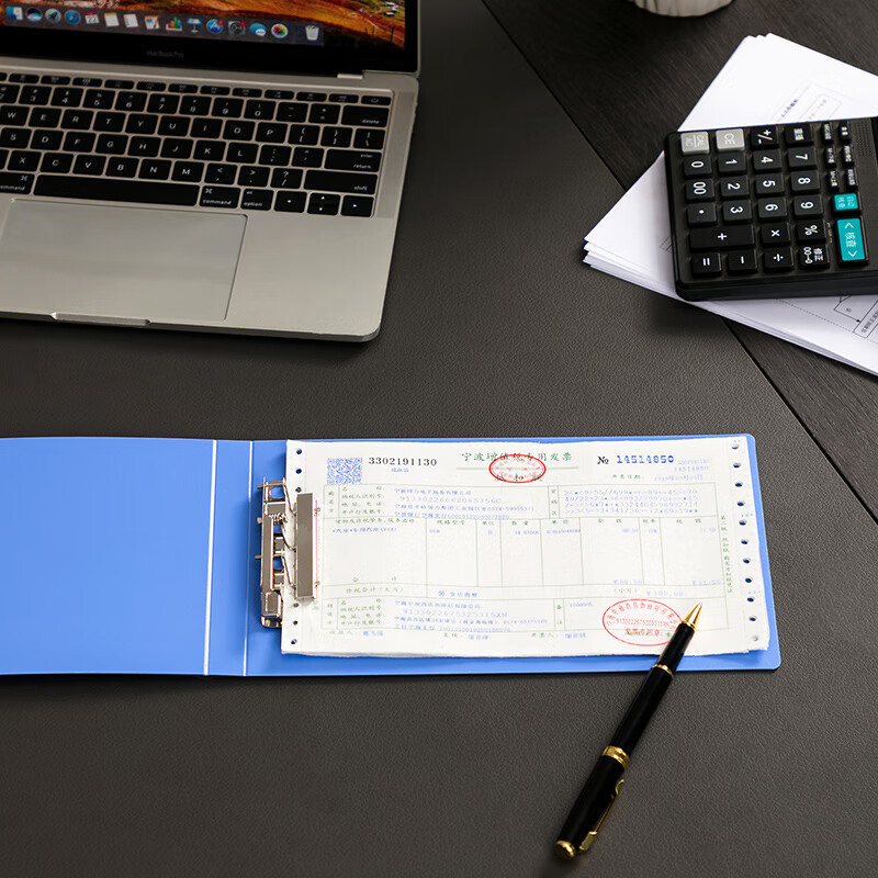 得力 5353增值税发票夹(蓝)高清大图