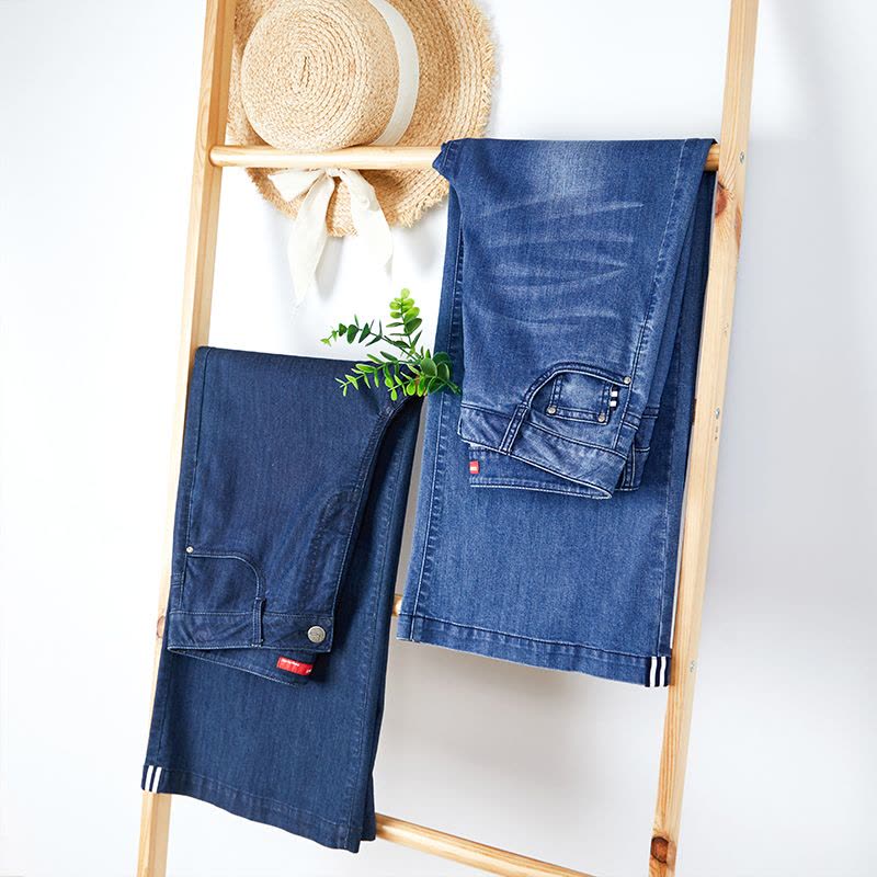 逸阳2020夏季牛仔裤女宽松八分阔腿直筒高腰显瘦百搭韩版裤子薄款图片