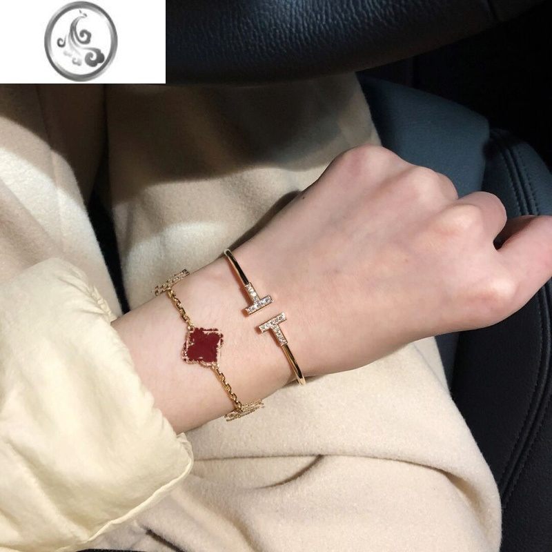 JiMi洗澡不掉色韩版白贝母手链玫瑰金五朵花简约个性钛钢闺蜜清新