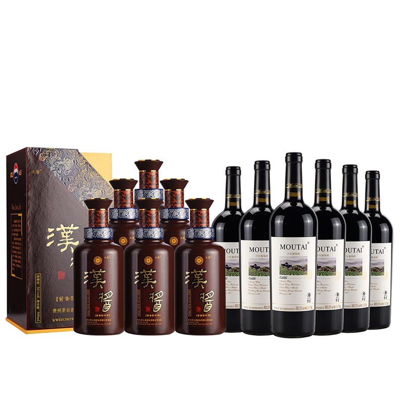 贵州茅台 汉酱 51度500ml*6 整箱装 酱香型白酒+经典白标 赤霞珠干红葡萄酒 13度750ml*6