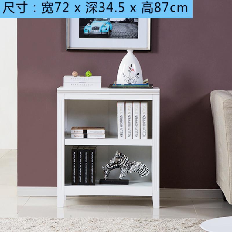 森美人美式实木书架书柜简约现代组合简易收纳欧式书橱客厅储物柜展示柜 两层白色(72cm宽)0.6-0.8米宽
