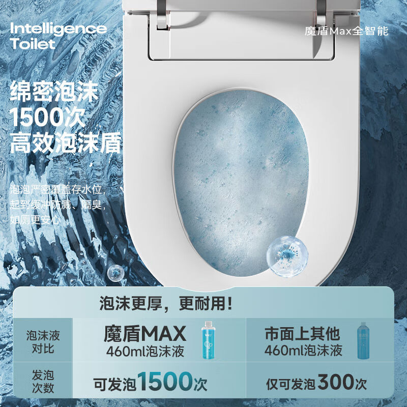 惠达(HUIDA)-QS80-PRO智能马桶一体机轻智能泡沫盾带自动开盖电容脚感智能马桶 零水压+泡沫盾+自动开盖+杀菌高清大图