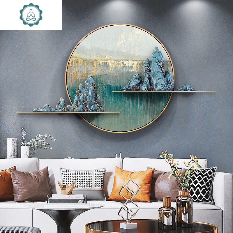 新中式客厅沙发背景墙装饰画轻奢山水挂画玄关餐厅壁饰3d墙面壁画封后暮色金光50 50cm拼套金属图片 高清实拍大图 苏宁易购