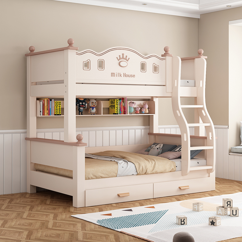 欧梵森 实木儿童床子母床现代简约上下床双层床高低床成人床大人床成年床多功能储物母子床上下铺木床双人床高清大图