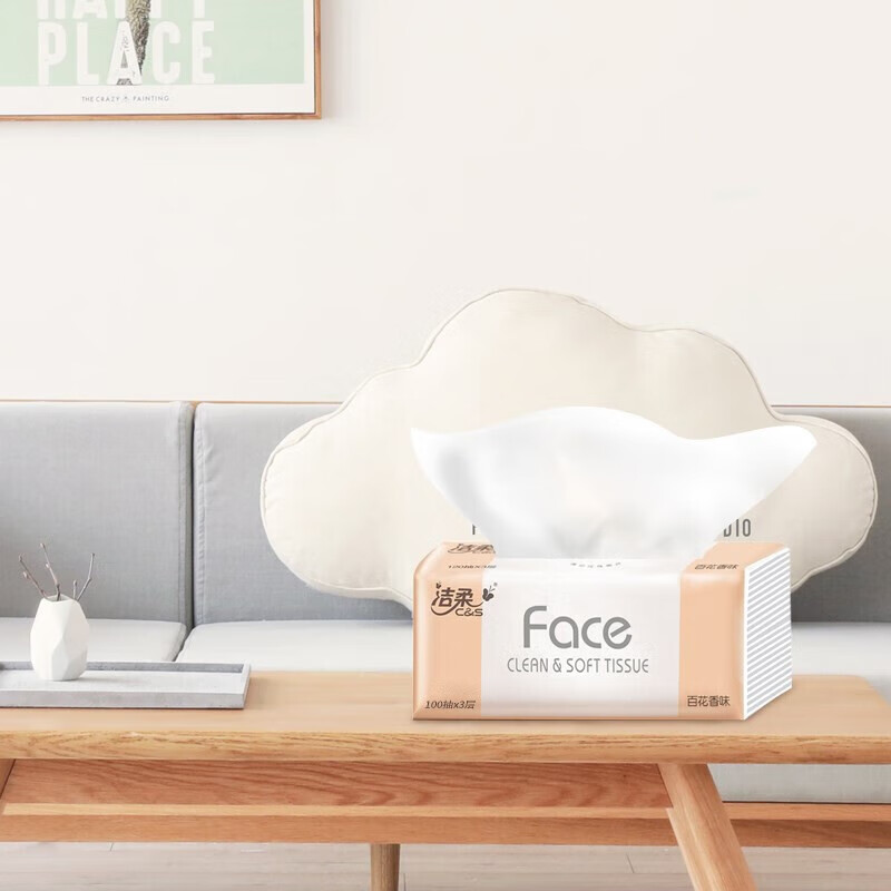 洁柔face百花香抽纸3层100抽6包装PR209-06高清大图