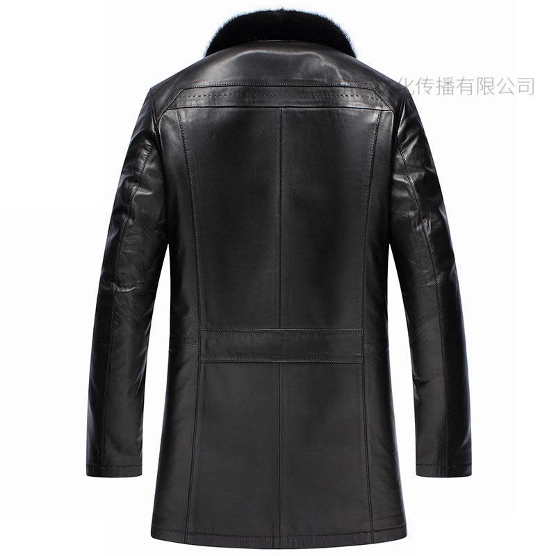 海宁真皮皮衣男加绒加厚水貂翻领 海宁真皮皮衣男装中长款绵羊皮图片