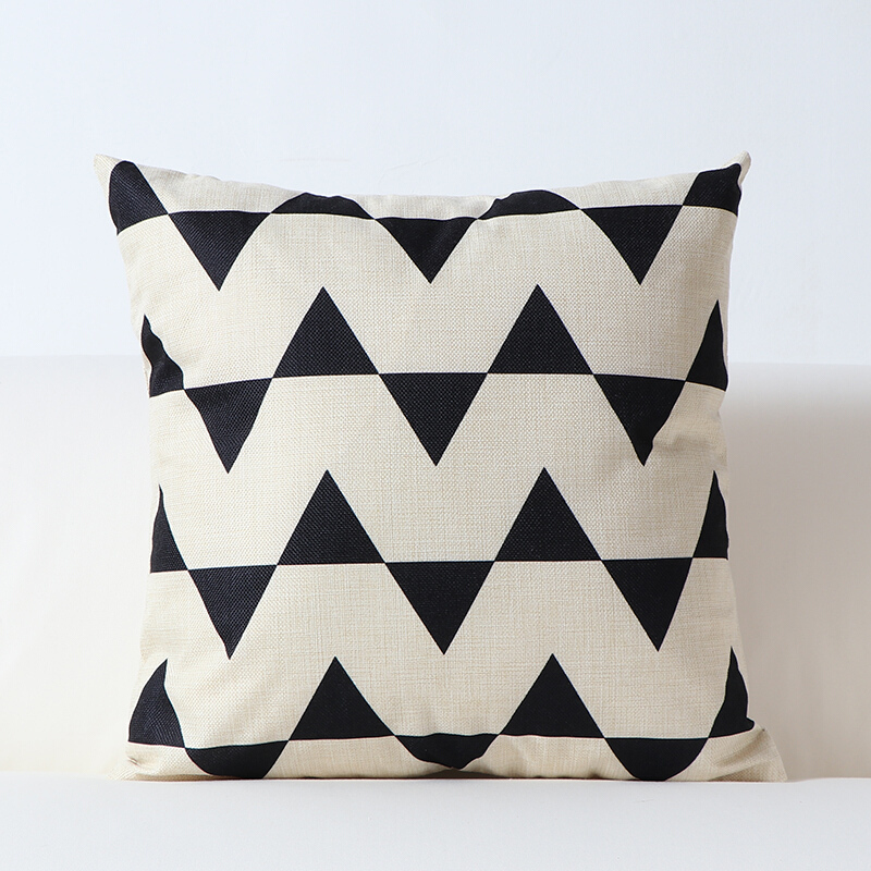 北欧黑白抱枕几何格子条纹简约靠垫沙客厅座椅子靠枕办公室靠背00145x