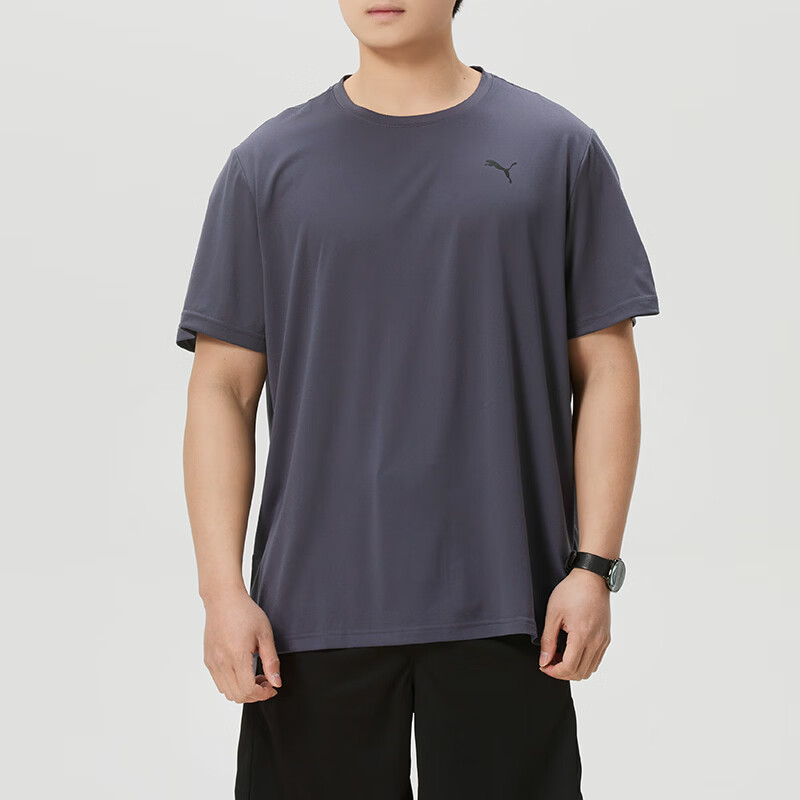 彪马(PUMA)短袖男装新款时尚简约跑步健身训练舒适透气圆领T恤587212-02... 525908-69/银河灰 L