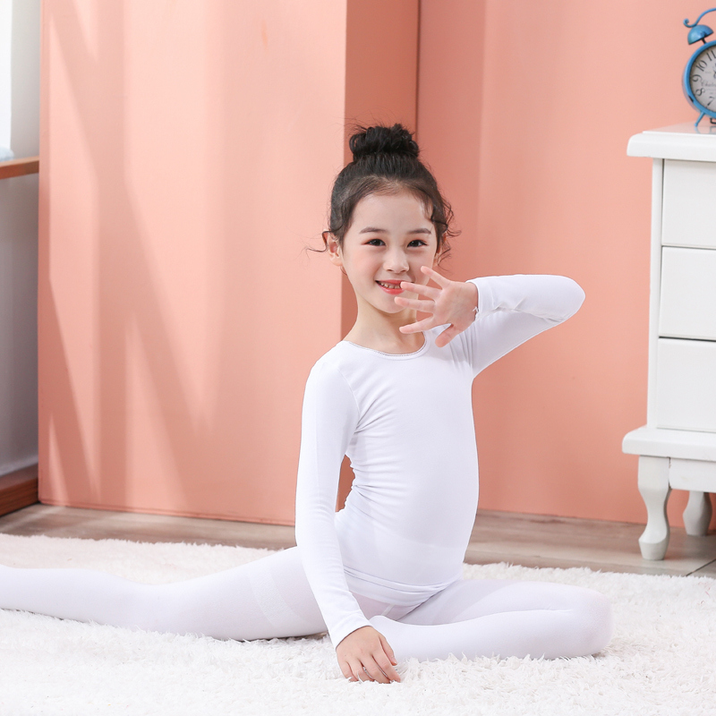 秋冬儿童肉色打底衣男女童舞蹈打衫衣白色演出服隐形衣练功紧身衣