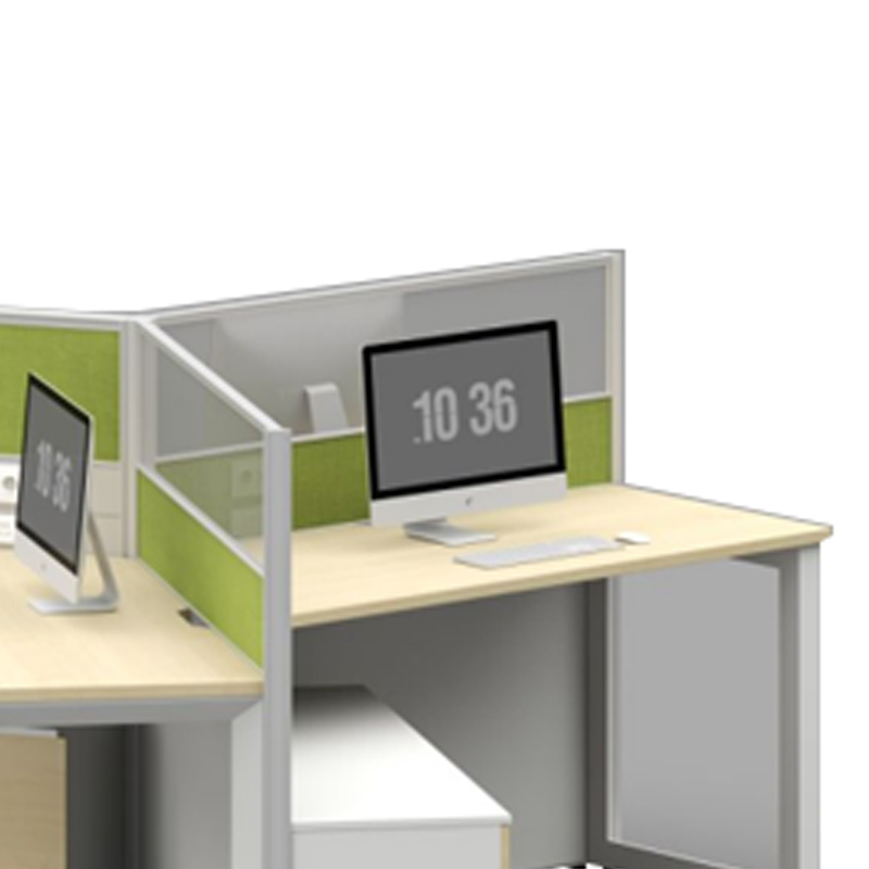 臻远ZYGW-136屏风工作卡位职员桌办公桌 异型六人位高清大图
