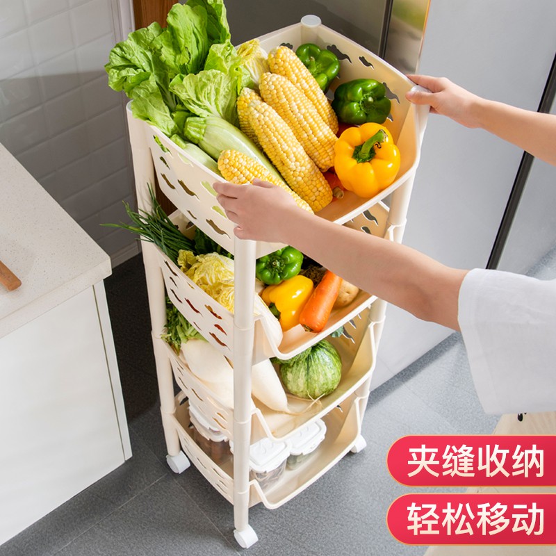 厨房架子置物架落地多层蔬菜果蔬收纳柜菜篮子储物筐用品家用大全收纳层架 三维工匠高清大图