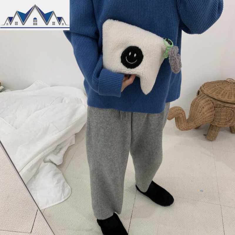 Ying.BOITY卡通可爱笑脸羊羔毛绒化妆包收纳包旅行整理收纳包袋女 三维工匠高清大图
