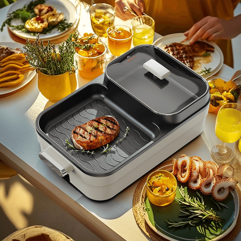 康宁(Corelle Brands)烤涮一体两用锅家用电烧烤炉火锅烤肉一体(1.8L火锅)CB-DQ004-TG/KZ高清大图