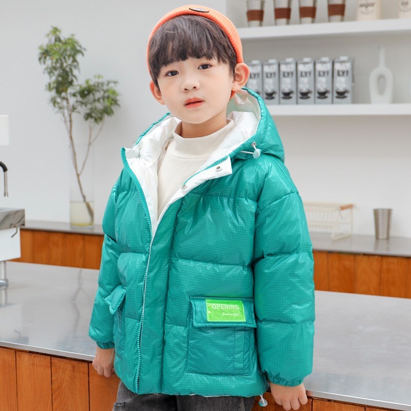 新款儿童羽绒服白鸭绒中大男女童格子韩版宝宝外套小孩秋冬装洋气视频