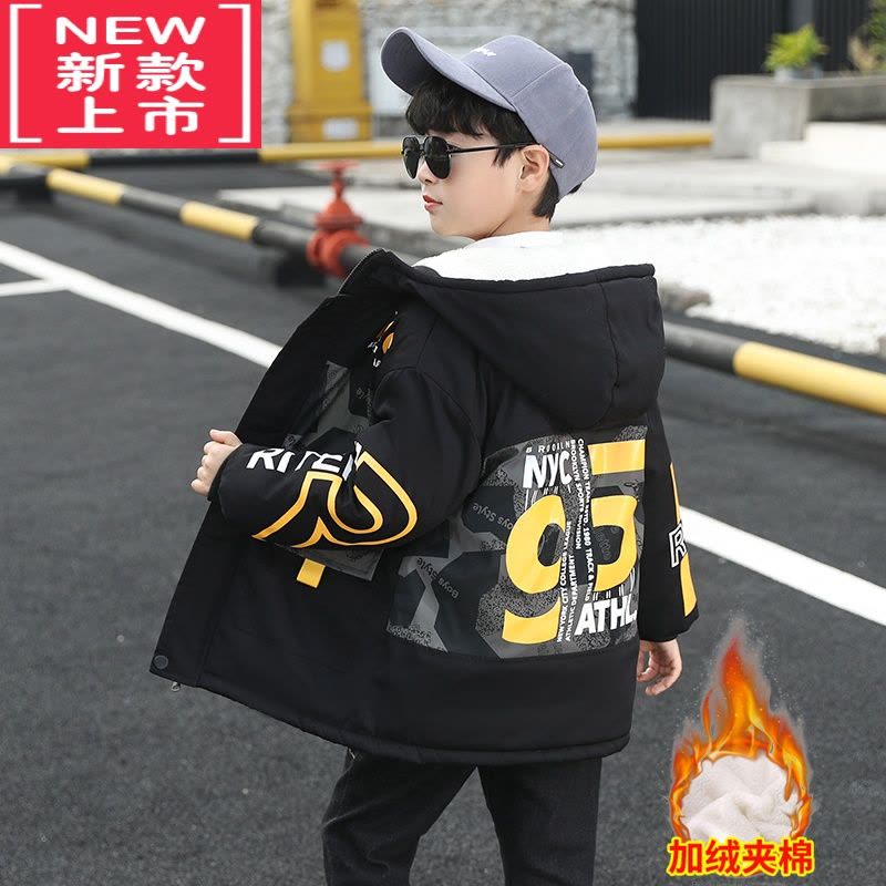 可莉允韩国男童棉衣加绒外套2022秋冬新品中大童时髦帅气男孩棉袄风衣潮棉服图片