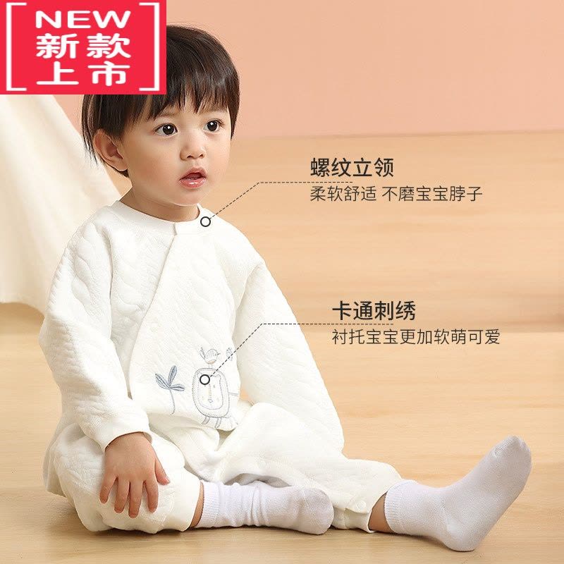 可莉允婴儿衣服秋冬季加厚款保暖新生儿连体衣三层夹棉宝宝棉服冬装图片