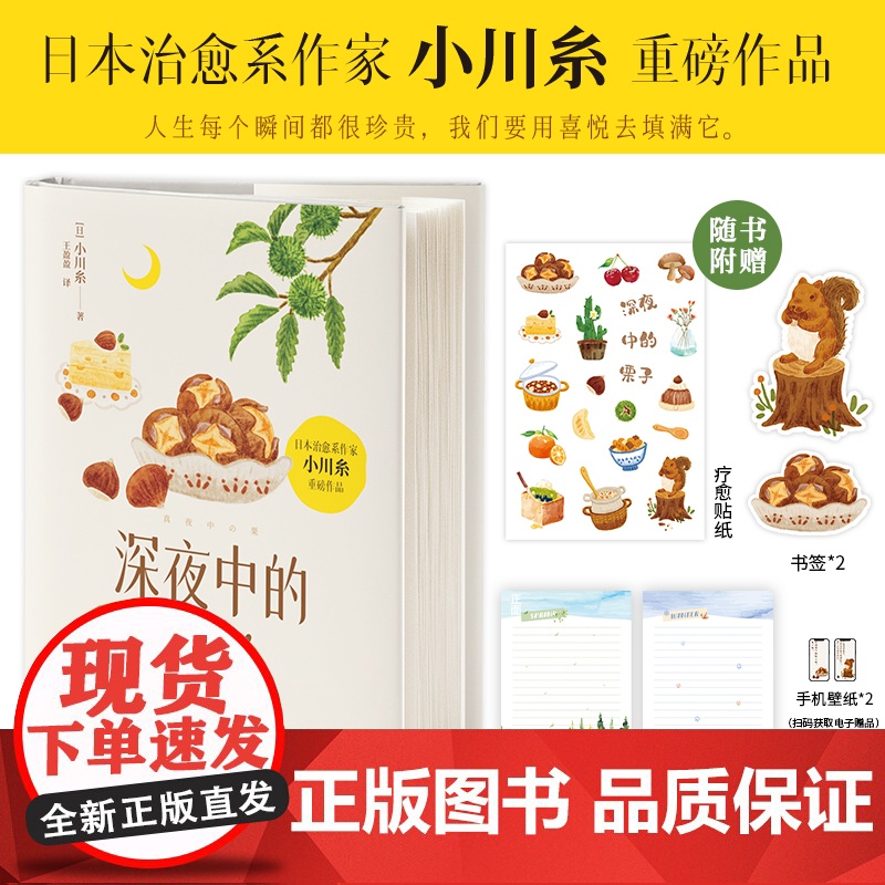 赠贴纸+信纸+书签 深夜中的栗子 小川糸著日本疗愈系代表作家上茶文具店闪闪发光的人生洋食小川同作者日本文学外国小说散文集高清大图
