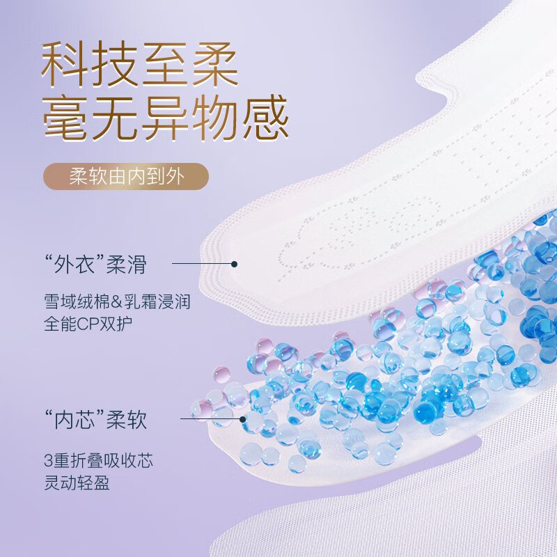 七度空间 天山绒棉卫生巾 100%纯棉表层透气姨妈巾 天山绒棉日夜用23片高清大图