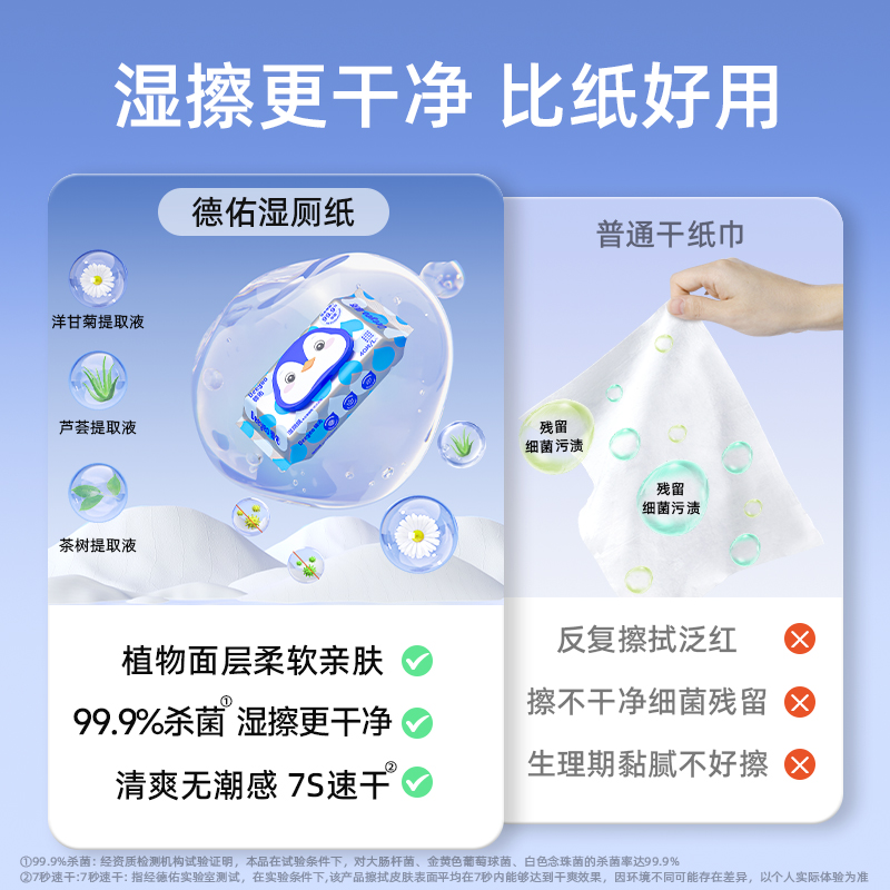 德佑企鹅湿厕纸A版40片/包特通专供8包高清大图