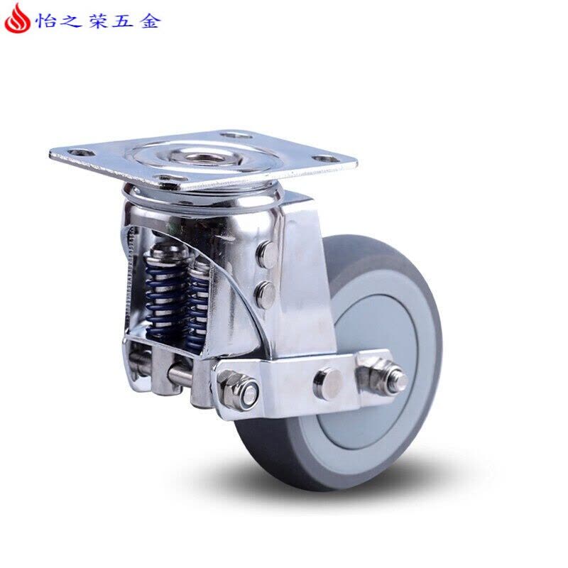 3寸4寸5寸减震脚轮静音弹簧轮工业脚轮轮防震弹簧轮4寸5寸万向轮 5寸万向图片