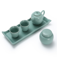 常生源 功夫茶具套装 原矿仿宋汝窑 旅行茶具 茶壶茶杯茶盘 办公家用 乐言茶具套组