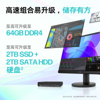 惠普(HP)战66Mini 高性能迷你口袋商用办公家用学习定制台式机电脑主机(酷睿版12代i3-1215U 16G内存 1TB固态 WiFi6 Office 内置音响)