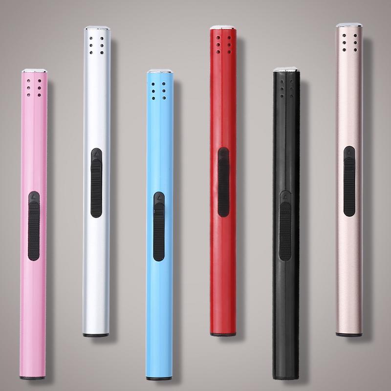 香薰蜡烛电子点火器香氛点火枪厨房家用燃气可充气加长打火机棒-黑色