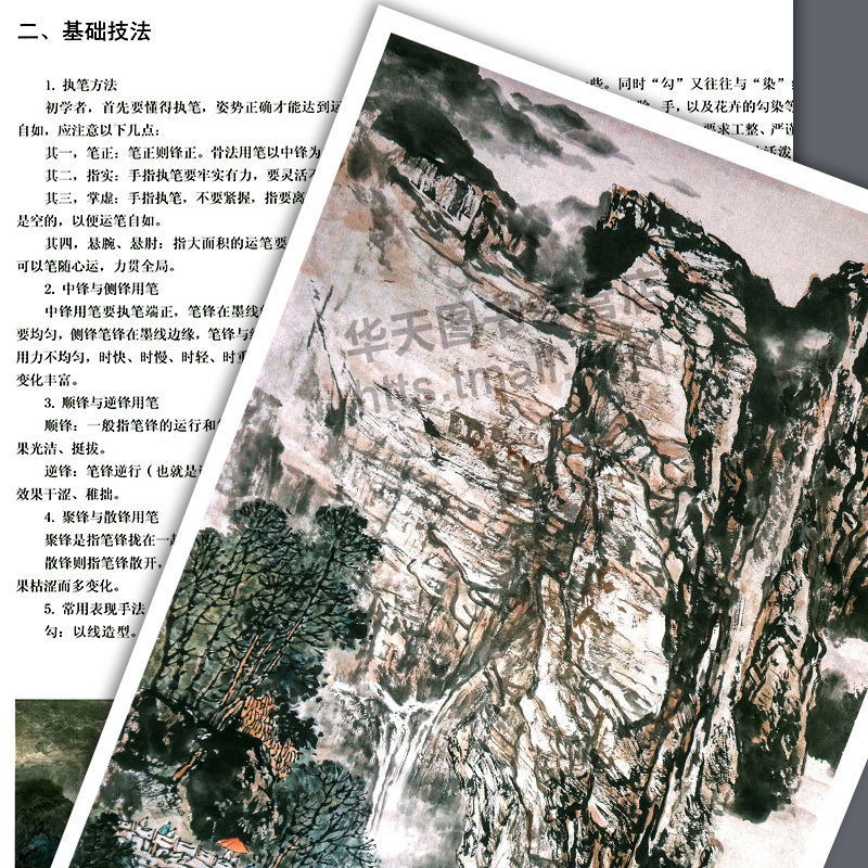 [正版]8开本全6册施云翔山水画教程云水山石树木+山水画范图水墨浅绛彩墨写生绘画步骤详解画集青绿山水画技法讲座 天津人