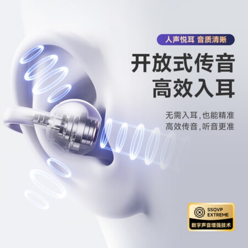 爱国者 真无线开放式运动骑行跑步耳机 耳夹式骨传导蓝牙耳机 紫色 TQ19高清大图