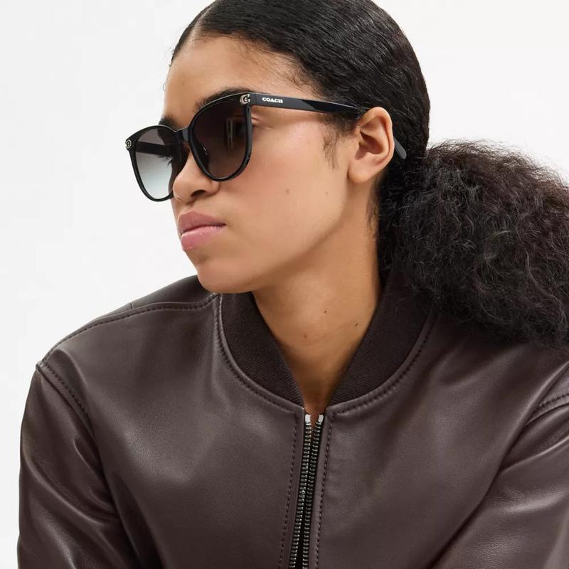 蔻驰(COACH)女太阳镜时尚圆框水晶装饰舒适透气防紫外线百搭眼镜高清大图