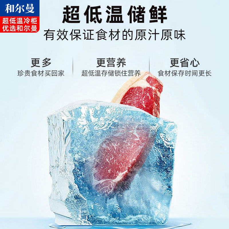 和尔曼 416升商用卧式冰柜家用超低温冷柜零下60度冰柜家用金枪鱼保存箱 -60℃深冷速冻冷柜DW-60W468A