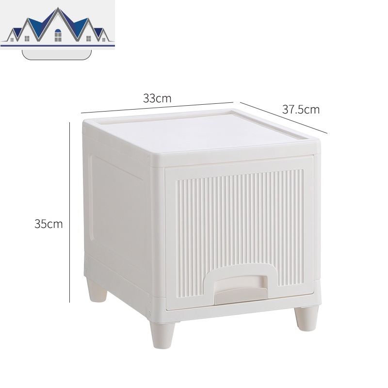 多层收纳柜简易塑料储物柜加厚翻盖式卧室衣服洗浴用品厨房整理柜 三维工匠 象牙白1个