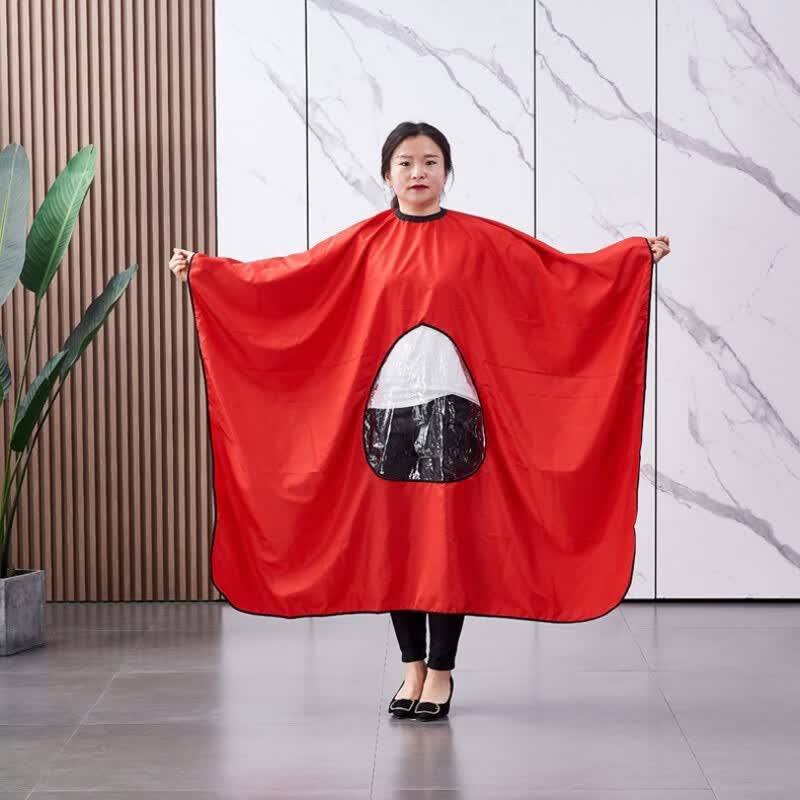 蓬派 剪发理发围布美发店高级不沾发发廊专用 透明口围布[白色]高清大图