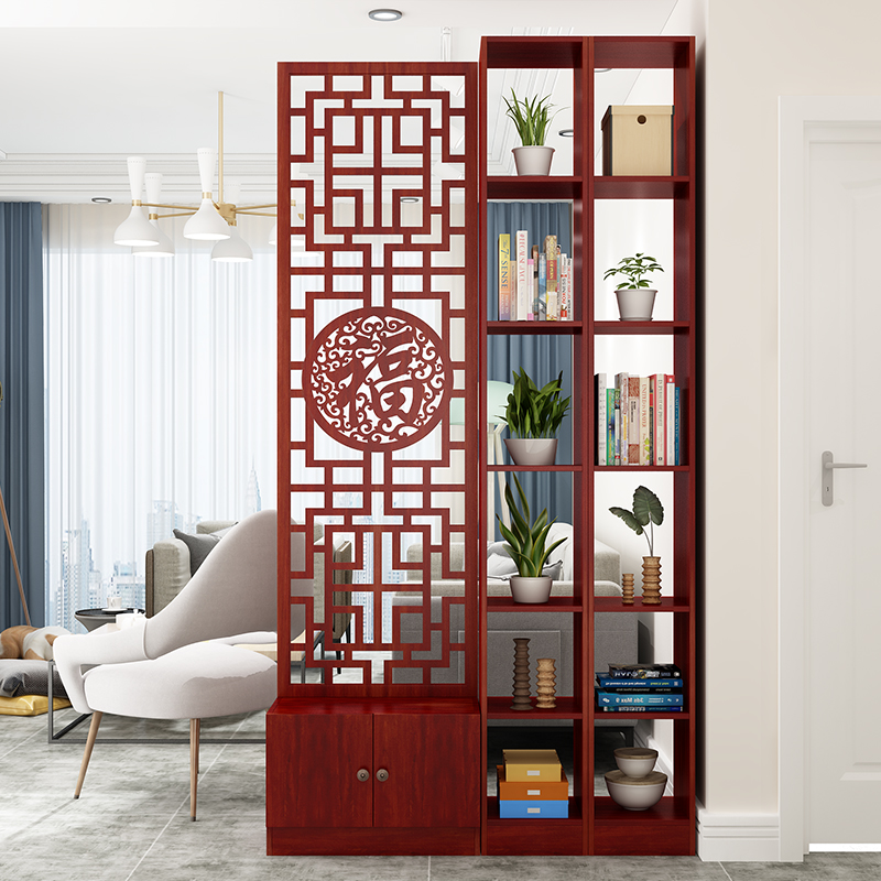 入户屏风客厅新中式实木挡煞隔断柜装饰置物架进玄关柜简约现代参数