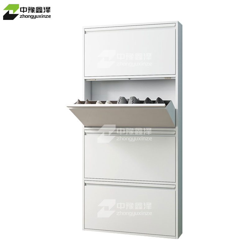 中豫鑫泽 ZYXZ4022020 钢制翻斗鞋柜简约现代收纳柜白色四斗