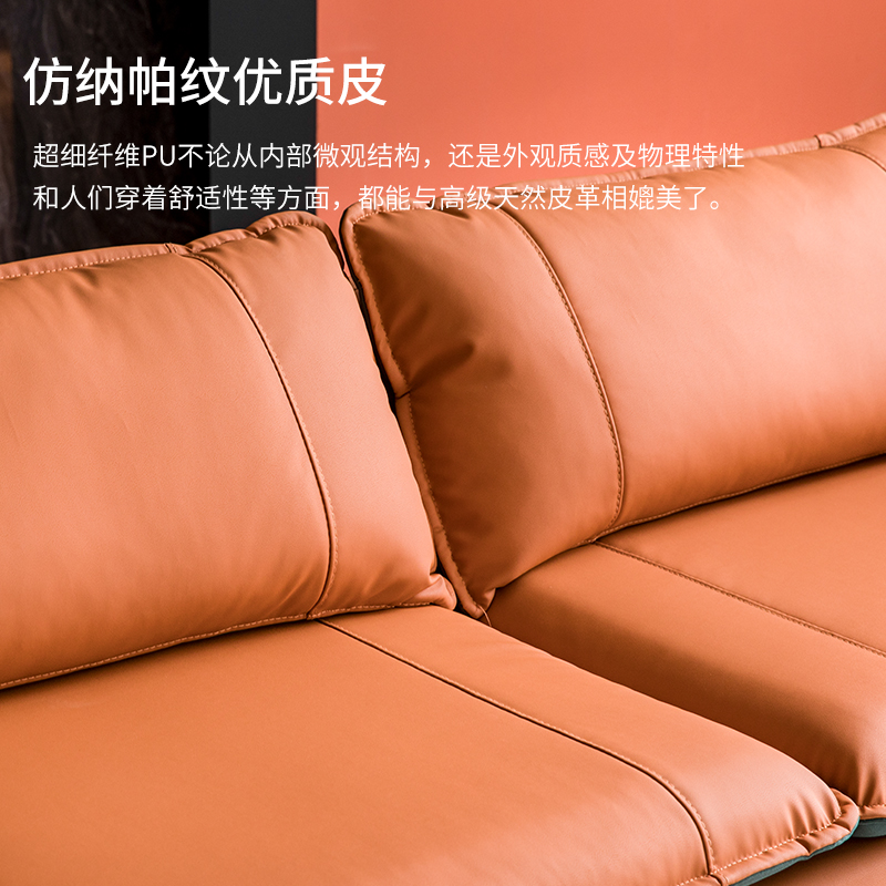 瑞仕达意式极简小户型皮沙发客厅双人直排小沙发北欧轻奢皮艺科技布沙发高清大图