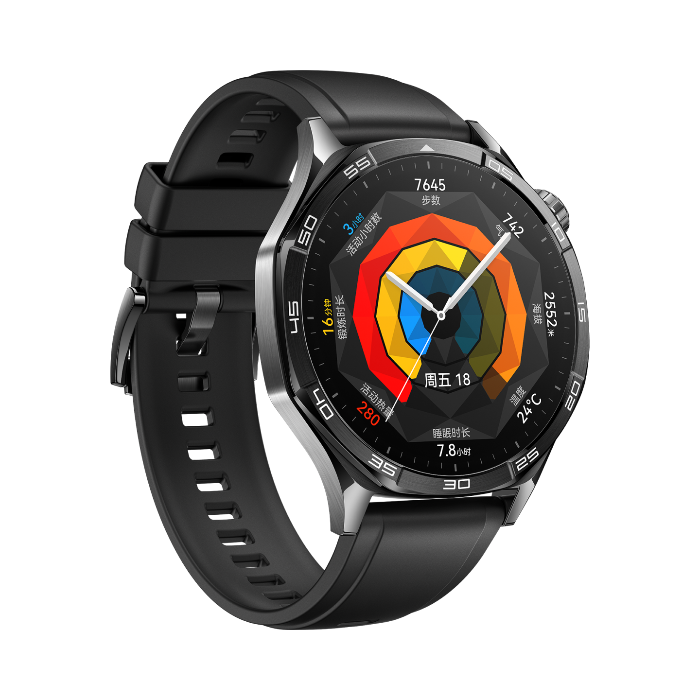 华为/HUAWEI WATCH GT5(46mm)幻夜黑 氟橡胶表带 智能手表 蓝牙电话 腕上微信 健康监测 100+运动模式 5ATM防水 音乐播放 NFC公交门禁 无线充电高清大图