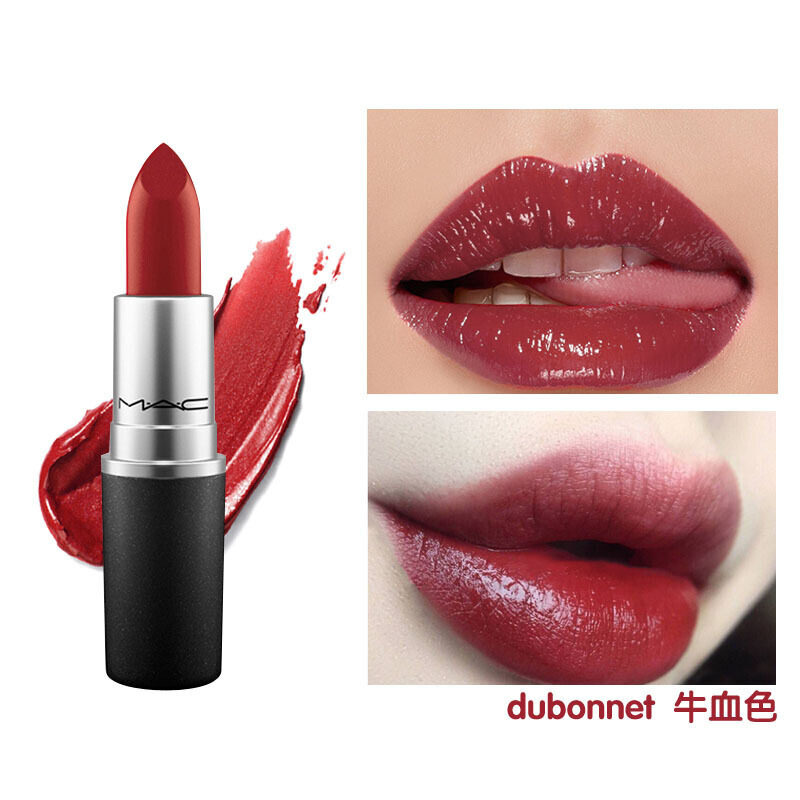 cmac魅可口红圣诞款显色丰润唇膏女士口红口红3gdubonnet牛血红色