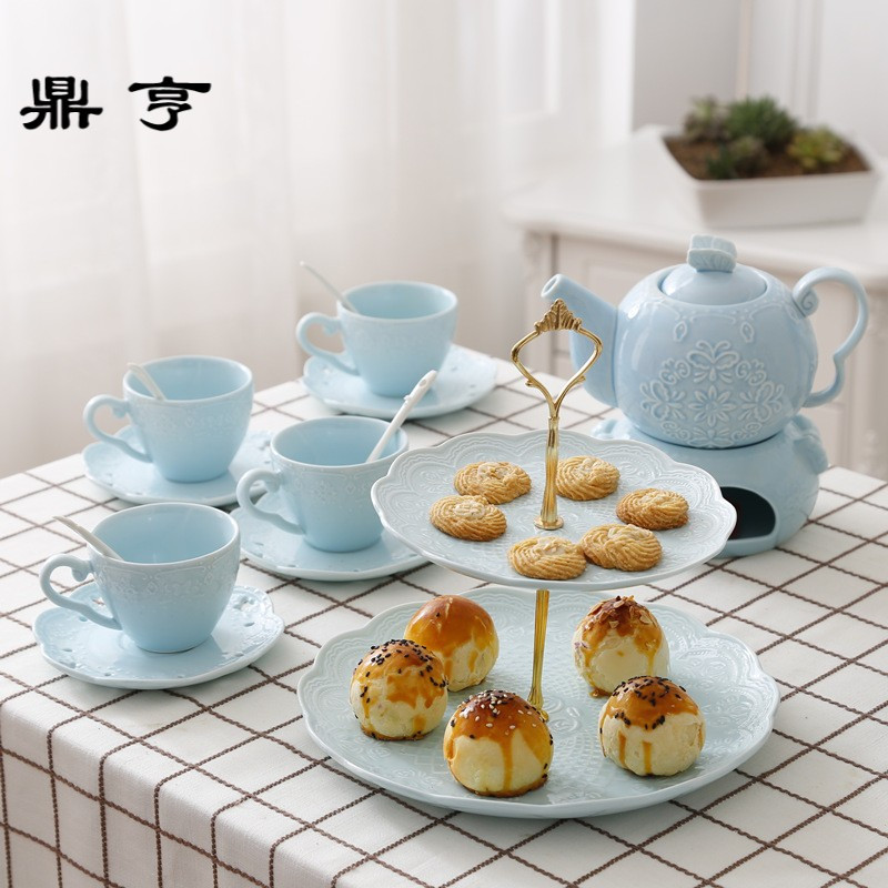 鼎亨日式陶瓷加热花茶茶具套装耐热玻璃花茶壶水果英式下午茶杯