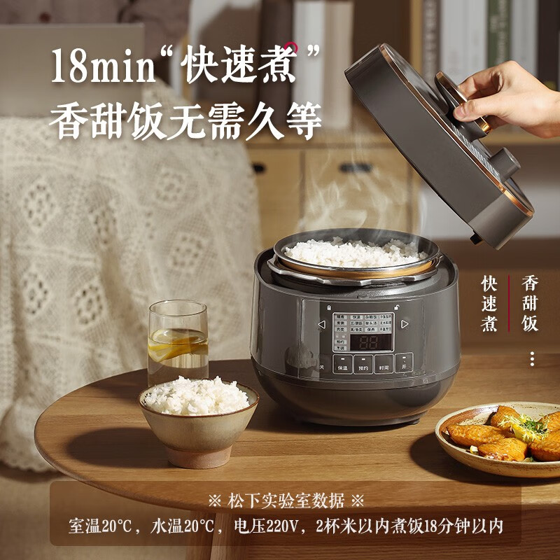 松下(Panasonic) 电压力锅SR-PB201-H智能家用2L迷你多功能松下电饭煲可预约压力煲高清大图
