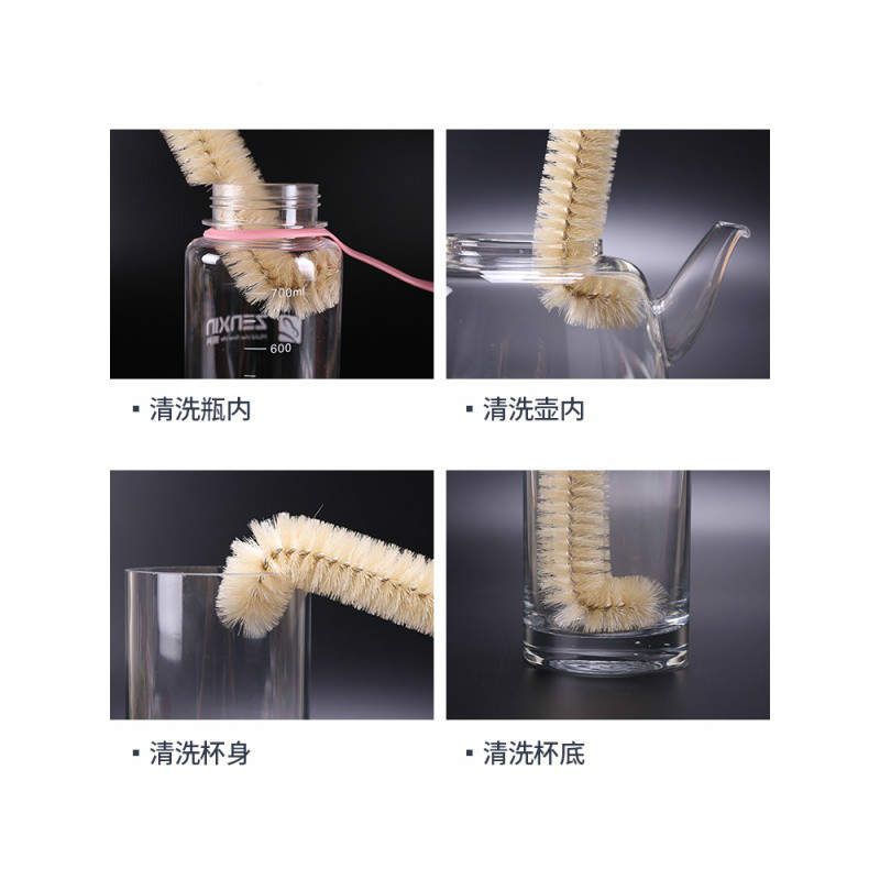 家柏饰(CORATED)长柄水壶刷子洗杯子360度杯刷无死角保温瓶刷家用厨房清洁刷 [天然猪毛]短款杯刷高清大图
