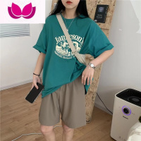 七斓黑色美式t恤女短袖ins潮牌2022年新款夏季学生半袖设计感小众上衣