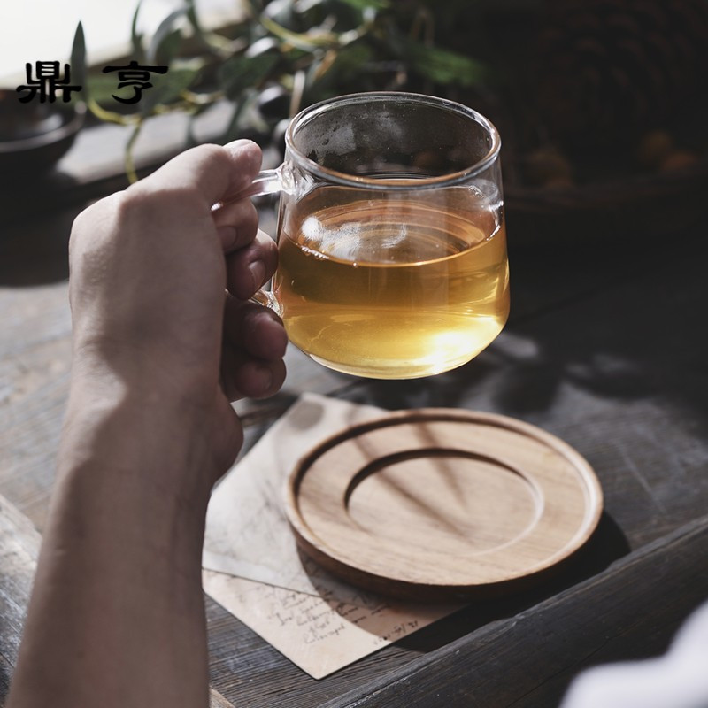 鼎亨北欧式玻璃杯子 创意 咖啡杯碟套装简约办公室下午茶杯茶具红