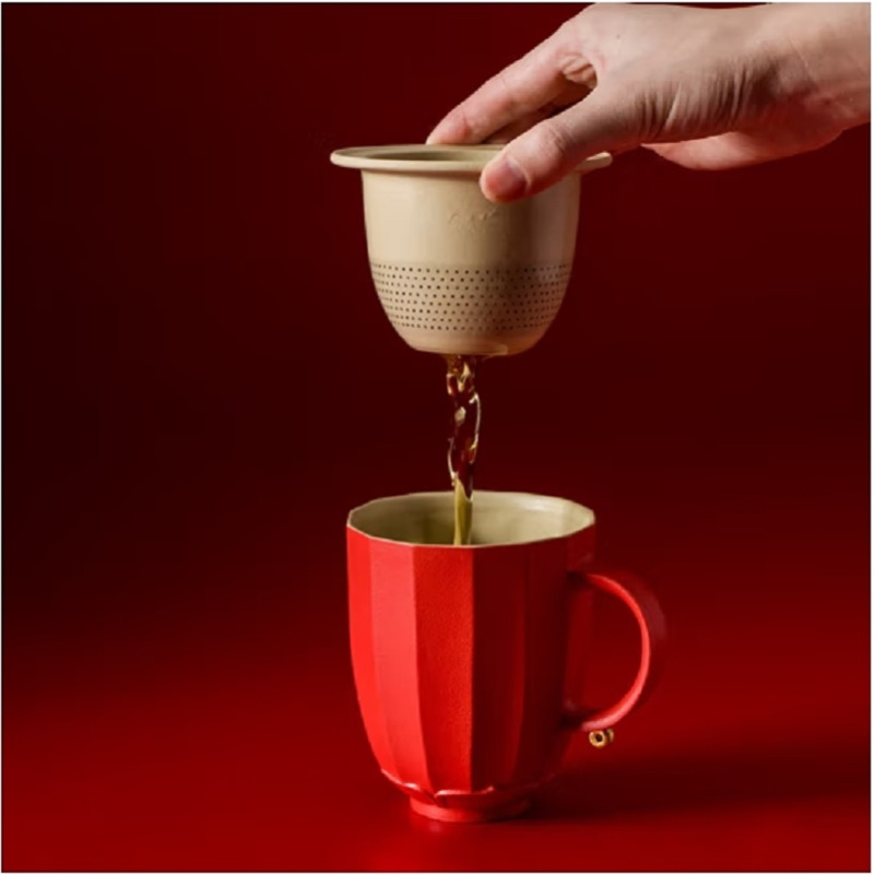 万仟堂 鸿运高照办公杯02陶瓷功夫茶杯泡茶杯简中式290cc 缥缈蓝釉