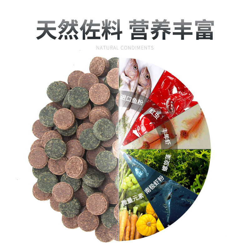 小型鱼贴片鱼食孔雀鱼饲料热带鱼红绿灯科鱼饲料通用型小型鱼粮食高清大图